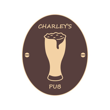 Logo charley’s pub brand label icon vector illustration