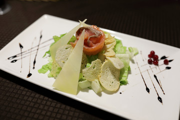 Plate with Caesar salad