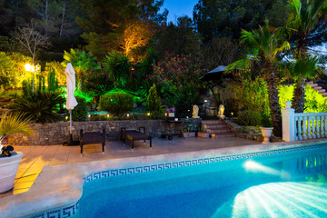 Night sunset view and mountains.