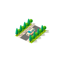 Isometric front left view minivan