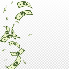 Indian rupee notes falling. Random INR bills on tr