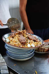 Traditional plov from Tashkent. National food in Uzbekistan.