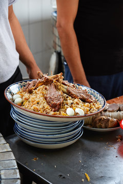 Traditional plov from Tashkent. National food in Uzbekistan.