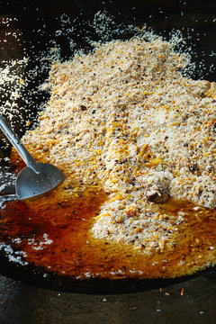 Traditional plov from Tashkent. National food in Uzbekistan.