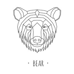 Bear stylized triangle polygonal model. Vector illustration
