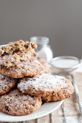 Oatmeal cookies with raisins and walnuts