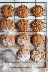 Oatmeal cookies with raisins and walnuts