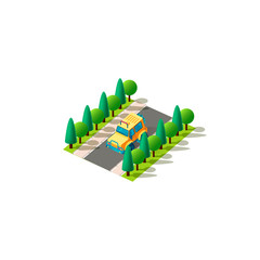 Isometric front left view yellow SUV