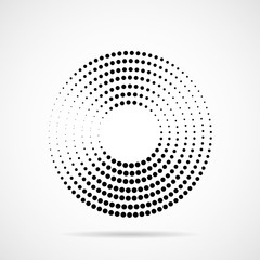 Abstract dotted circles. Dots in circular form. Halftone effect. Vector