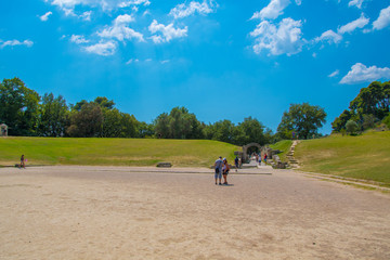 The stadium in the archaeological site of Olympia in Greece. The greatest stadium in ancient Greece...