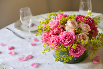 floral arrangement for interior decoration, table setting for a wedding or to create a home cosiness. use as background