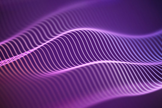 3D Sound waves. Big data abstract visualization. Digital technology concept: virtual landscape. Futuristic background. Pink sound waves, visual audio waves equalizer, EPS 10 vector illustration.