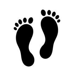 Black foot print silhouette on a white background