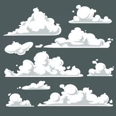 Fotobehang Cloud set, cartoon vector illustration isolated on gray background © KoDIArt