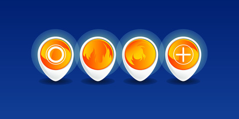 3D Pins, vector object set illustration