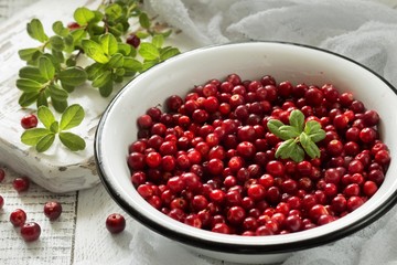 fresh cranberries in a bowl