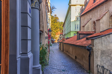 Fototapeta na wymiar Cervena street in Jewish ghetto of Prague