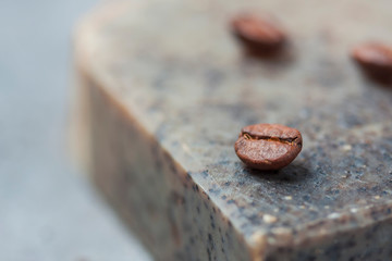 Handmade soap bars with coffee. Organic soap. Spa treatments.