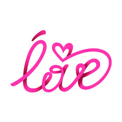 Text Love, line art vector illustration isolated on white background