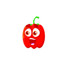 Bell pepper cartoon character, vector illustration isolated on white background with funny happy emotion