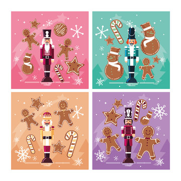 Set Of Nutcracker Toy Isolated Icon