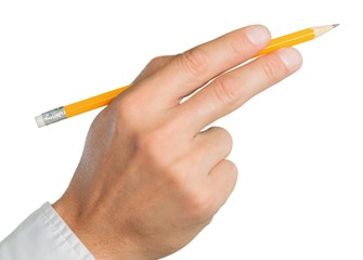 Male Hand Holding Pencil Isolated