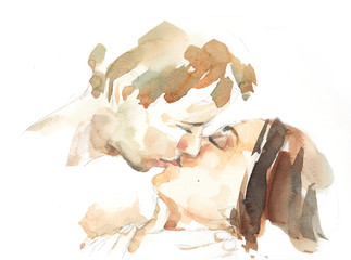Kissing couple portrait