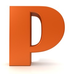 letter P orange 3d sign