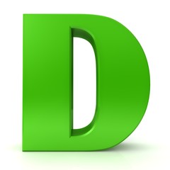 letter d green alphabet sign 3d render