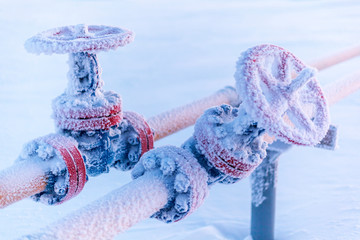 Oil, gas industry. Group wellheads and valve armature, gas production process,