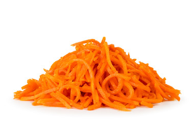 Bunch of sliced carrots on a white, isolated.