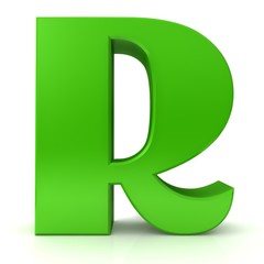 letter r green alphabet sign 3d render
