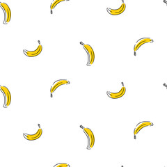 Obraz na płótnie Canvas Banana tiny seamless vector pattern.