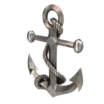 iron sea anchor on an isolated white background. 3d illustration