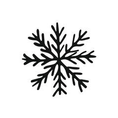 Painted cute snowflake silhouette. Symbol of winter and cold.