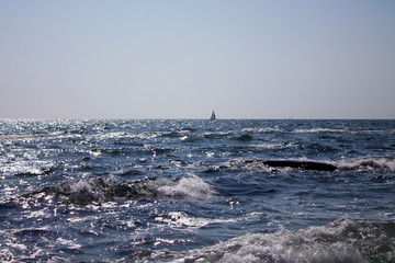 Naklejka na ściany i meble sailboat in the sea
