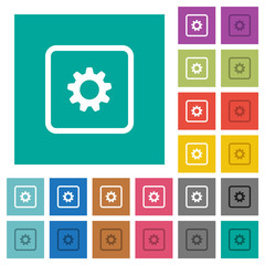 Object settings square flat multi colored icons