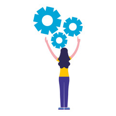 woman with gears settings work