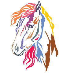 Colorful decorative portrait of horse vector illustration 1