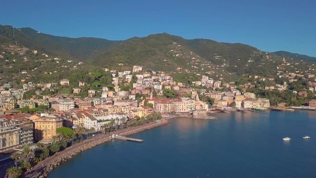 Aerial view of the Italian Riviera, Rapallo, Italy