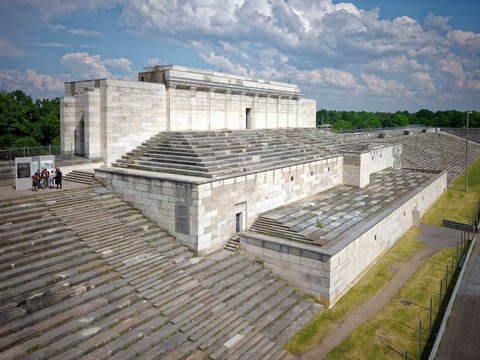 Zeppelin Main Grandstand, Zeppelinfeld, former Nazi party rally grounds of the NSDAP, Nuremberg, Middle Franconia, Bavaria, Germany, Europe