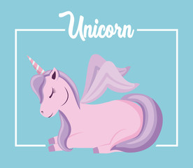 cute unicorn of fairy tale sitting