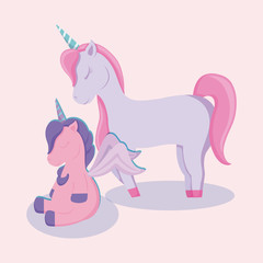 cute unicorns of fairy tale