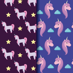 cute unicorn of fairy tale patterns