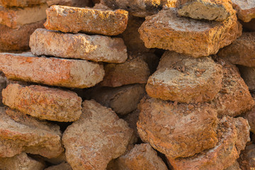 Clay bricks, from ancient buildings. Excavation of the civilization of the ancient Greeks. Winery in ancient fortress in Byala. Wine warehouses 5th century.