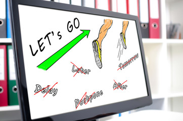 Action concept on a computer screen