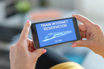 Train internet reservation concept on a smartphone