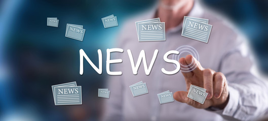 Man touching a news concept