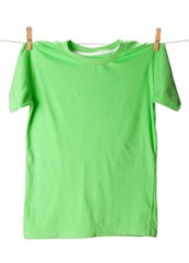 Green T-Shirt on Clothes Line