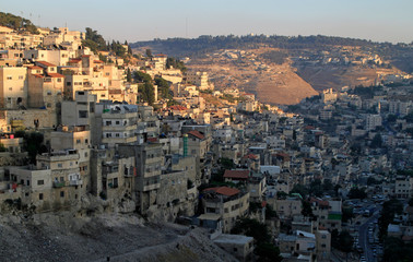 View over the densely populated area outside the old town of Jerusalem, Israel